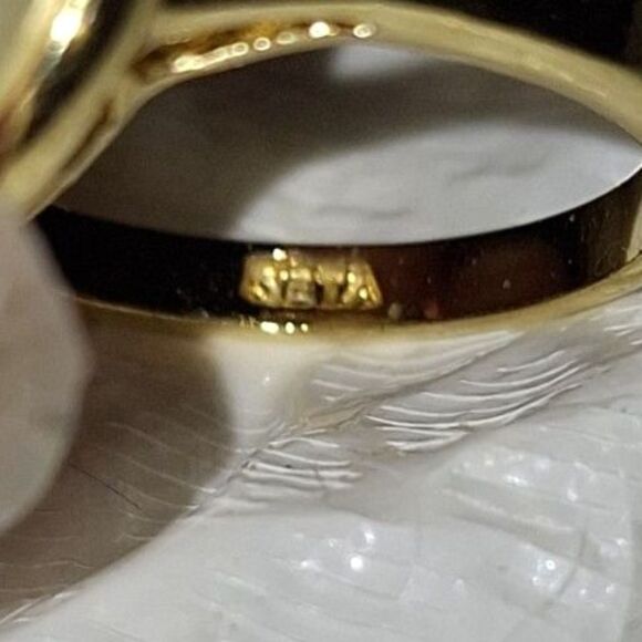 A SETA Women's Cocktail Ring Gold Tone Rhinestone Faux Pearl Elegant Size 9 - Picture 6 of 7